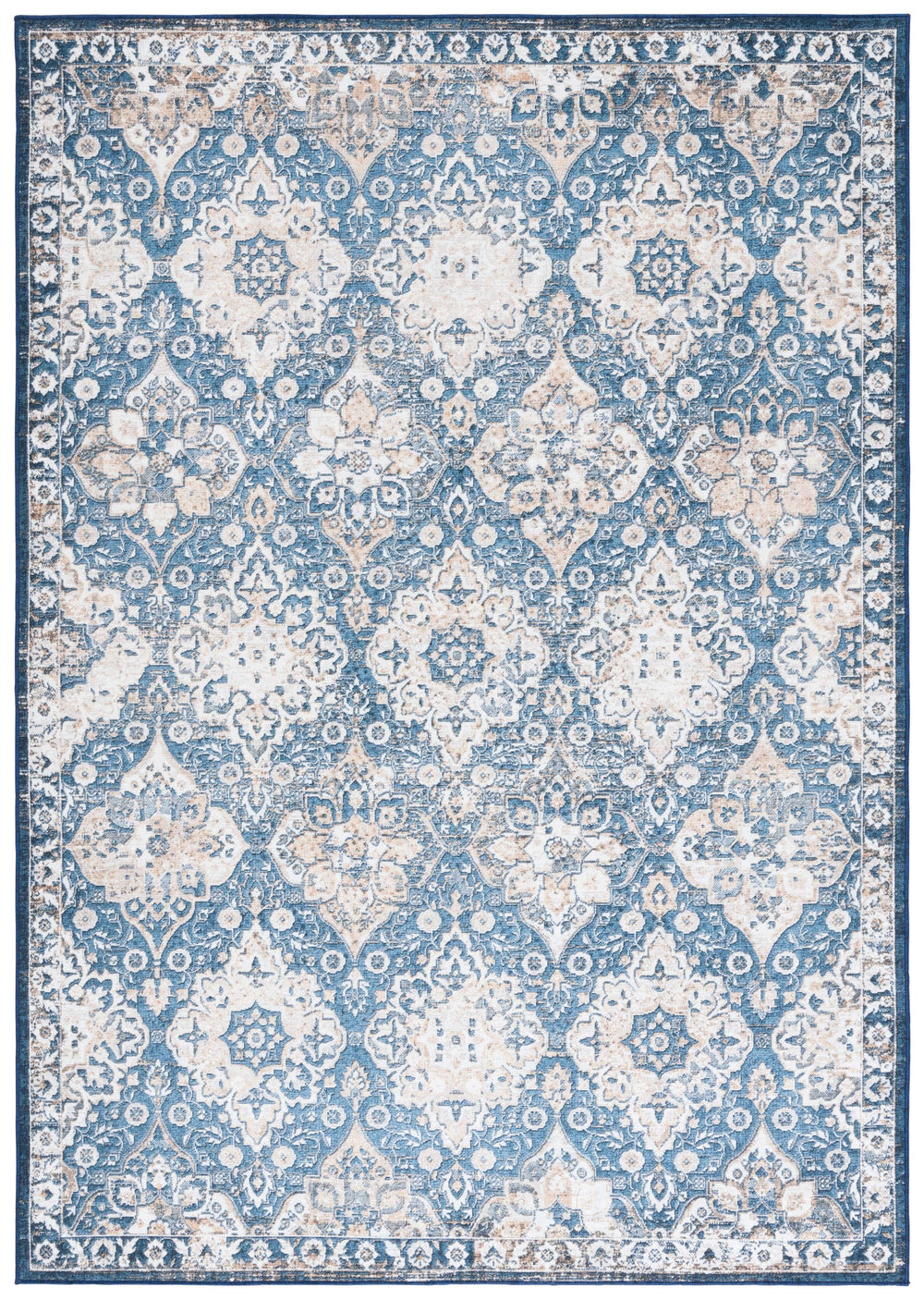Safavieh Orlando Area Rug Runner - Luxurious Floral Design, Durable & Washable For Stylish Home Decor Blue ,Beige 70% Felt,25% Velvet,5% Laminated Film Orl752m-5