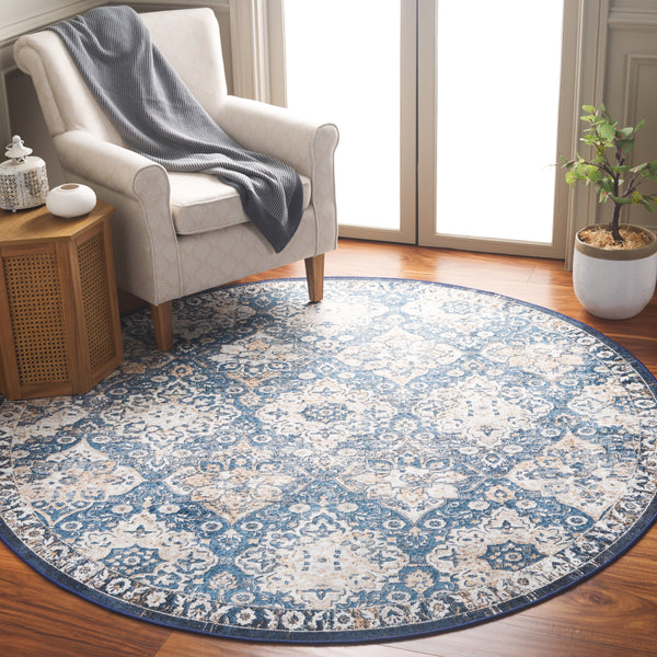 Safavieh Orlando Elegant Power-loomed Area Rug - Luxurious Modern Design With Geometric Patterns For Home Decor Blue ,Beige 70% Felt,25% Velvet,5% Laminated Film Orl752m-8