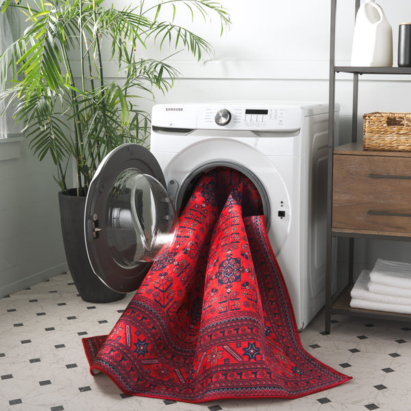 Safavieh Orlando Elegant Oriental Pattern Area Rug - Luxurious Red And Black Design For Timeless Charm Red ,Black 70% Felt,25% Velvet,5% Laminated Film Orl754q-8