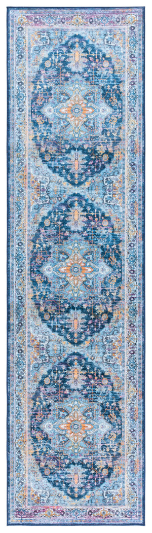 Safavieh Orlando Elegant Power-loomed Area Rug With Timeless Floral Design And Washable Durability For Home Light Blue ,Navy 70% Felt,25% Velvet,5% Laminated Film Orl756k-4