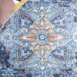 Safavieh Orlando Traditional Runner Rug - Exquisite Floral & Geometric Design, Durable & Washable Elegance Light Blue ,Navy 70% Felt,25% Velvet,5% Laminated Film Orl756k-5