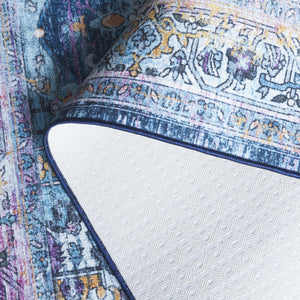 Safavieh Orlando Traditional Runner Rug - Exquisite Floral & Geometric Design, Durable & Washable Elegance Light Blue ,Navy 70% Felt,25% Velvet,5% Laminated Film Orl756k-5