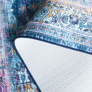 Safavieh Orlando Elegant Power-loomed Area Rug With Timeless Floral Design And Washable Durability For Home Light Blue ,Navy 70% Felt,25% Velvet,5% Laminated Film Orl756k-4