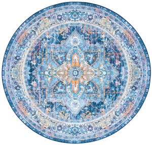 Safavieh Orlando Elegant Power-loomed Area Rug With Timeless Floral Design And Washable Durability For Home Light Blue ,Navy 70% Felt,25% Velvet,5% Laminated Film Orl756k-4