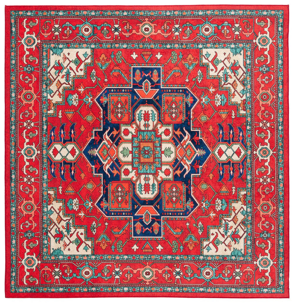 Safavieh Orlando Traditional Runner Rug - Elegant Red And Beige Design, Durable Power-loomed Craftsmanship Red ,Beige 70% Felt,25% Velvet,5% Laminated Film Orl758q-7sq