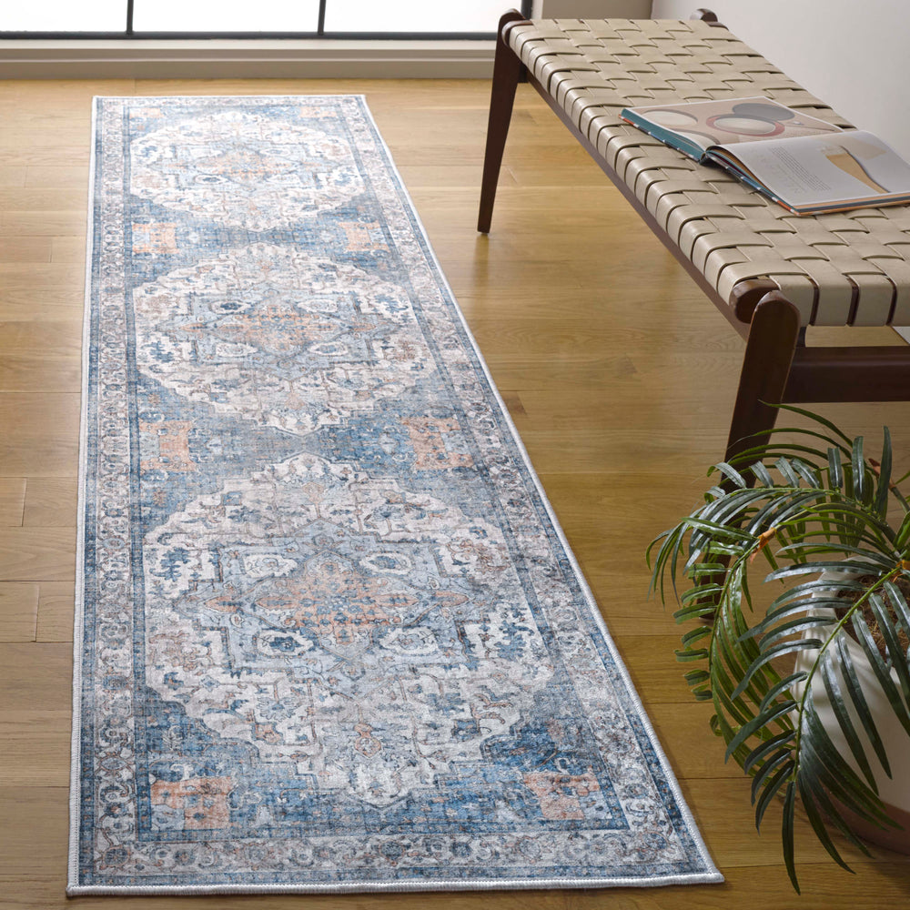 Safavieh Orlando Traditional Area Rug - Elegant Power-loomed Design For Timeless Home Sophistication Blue ,Beige 70% Felt,25% Velvet,5% Laminated Film Orl760m-4