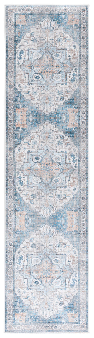 Safavieh Orlando Elegant Oriental Runner Rug - Luxurious Power Loomed Design For Hallway Charm And Warmth Blue ,Beige 70% Felt,25% Velvet,5% Laminated Film Orl760m-28