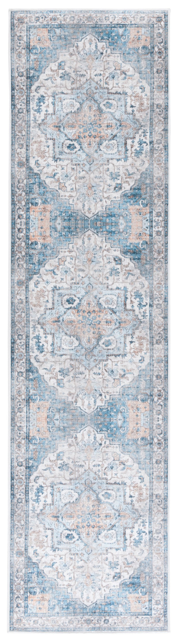 Safavieh Orlando Elegant Oriental Runner Rug - Luxurious Power Loomed Design For Hallway Charm And Warmth Blue ,Beige 70% Felt,25% Velvet,5% Laminated Film Orl760m-28