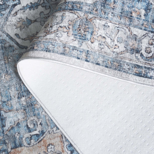 Safavieh Orlando Elegant Oriental Runner Rug - Luxurious Power Loomed Design For Hallway Charm And Warmth Blue ,Beige 70% Felt,25% Velvet,5% Laminated Film Orl760m-5