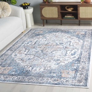 Safavieh Orlando Elegant Oriental Runner Rug - Luxurious Power Loomed Design For Hallway Charm And Warmth Blue ,Beige 70% Felt,25% Velvet,5% Laminated Film Orl760m-5