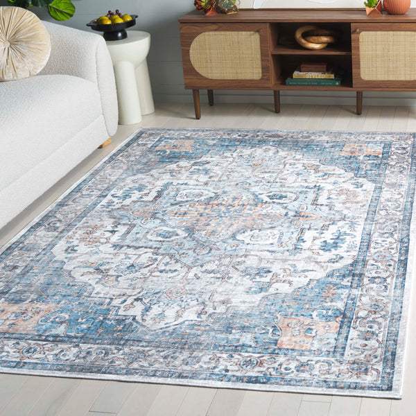 Safavieh Orlando Traditional Area Rug - Elegant Power-loomed Design For Timeless Home Sophistication Blue ,Beige 70% Felt,25% Velvet,5% Laminated Film Orl760m-4