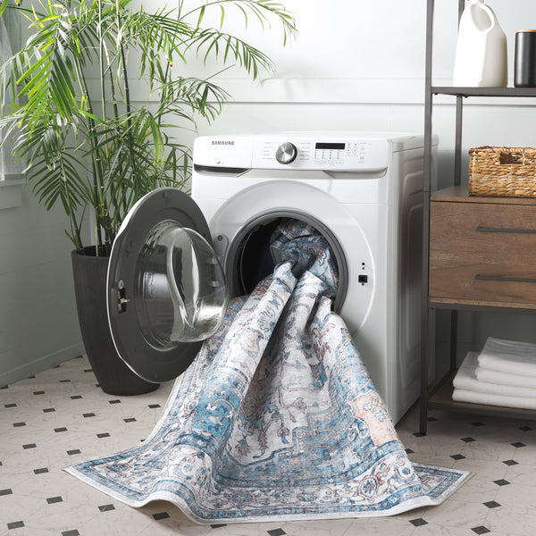 Safavieh Orlando Elegant Oriental Runner Rug - Luxurious Power Loomed Design For Hallway Charm And Warmth Blue ,Beige 70% Felt,25% Velvet,5% Laminated Film Orl760m-5