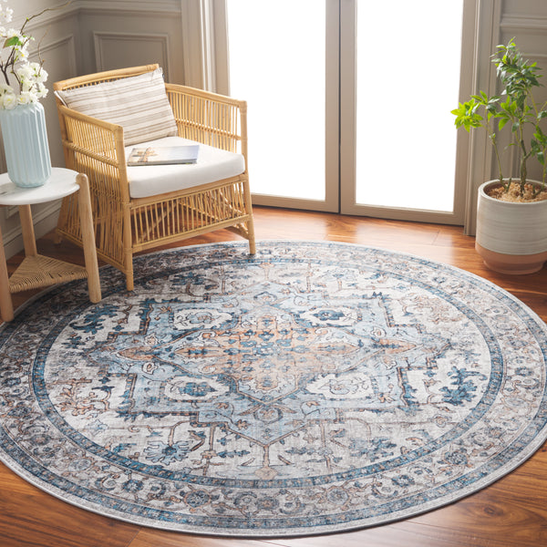 Safavieh Orlando Traditional Area Rug - Elegant Power-loomed Design For Timeless Home Sophistication Blue ,Beige 70% Felt,25% Velvet,5% Laminated Film Orl760m-4