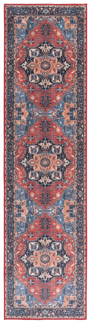 Safavieh Orlando Traditional Style Runner Rug - Luxurious Power-loomed Design With Timeless Elegance Rust ,Blue 70% Felt,25% Velvet,5% Laminated Film Orl762p-28