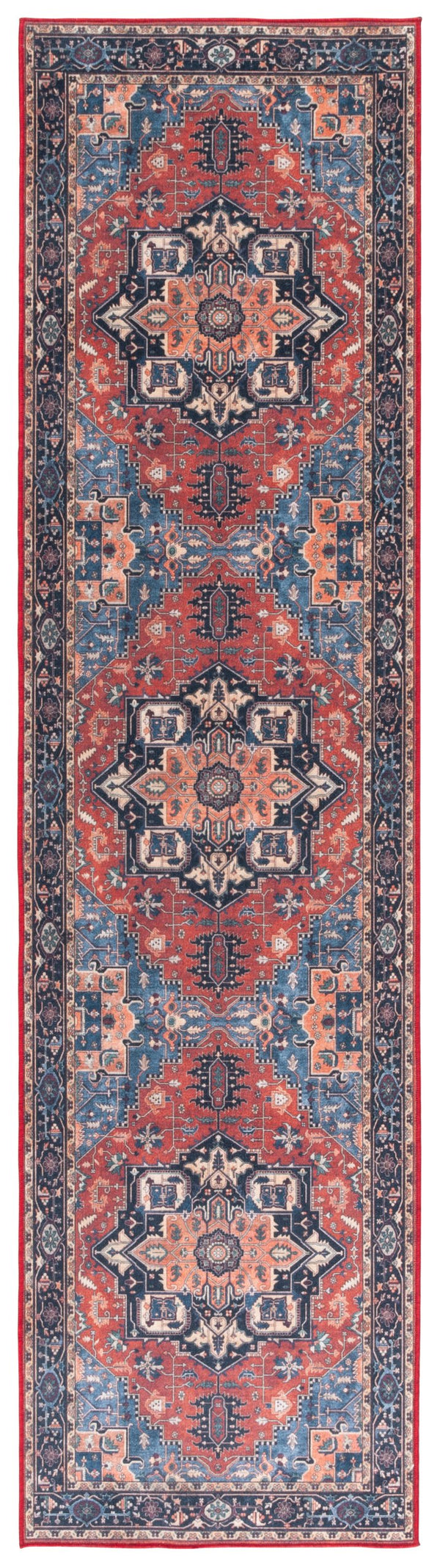 Safavieh Orlando Traditional Style Runner Rug - Luxurious Power-loomed Design With Timeless Elegance Rust ,Blue 70% Felt,25% Velvet,5% Laminated Film Orl762p-28