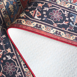 Safavieh Orlando Traditional Turkish Area Rug - Elegant Floral & Geometric Design For Timeless Home Decor Rust ,Blue 70% Felt,25% Velvet,5% Laminated Film Orl762p-4