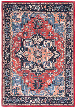 Safavieh Orlando Traditional Turkish Area Rug - Elegant Floral & Geometric Design For Timeless Home Decor Rust ,Blue 70% Felt,25% Velvet,5% Laminated Film Orl762p-4