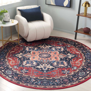 Safavieh Orlando Traditional Turkish Area Rug - Elegant Floral & Geometric Design For Timeless Home Decor Rust ,Blue 70% Felt,25% Velvet,5% Laminated Film Orl762p-4