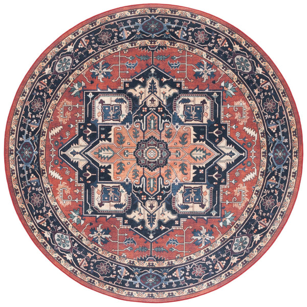 Safavieh Orlando Traditional Style Runner Rug - Luxurious Power-loomed Design With Timeless Elegance Rust ,Blue 70% Felt,25% Velvet,5% Laminated Film Orl762p-7r