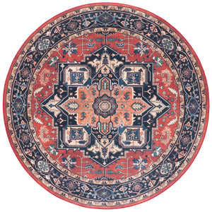 Safavieh Orlando Traditional Turkish Area Rug - Elegant Floral & Geometric Design For Timeless Home Decor Rust ,Blue 70% Felt,25% Velvet,5% Laminated Film Orl762p-4
