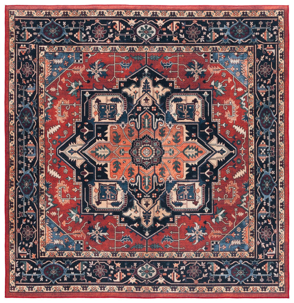 Safavieh Orlando Traditional Style Runner Rug - Luxurious Power-loomed Design With Timeless Elegance Rust ,Blue 70% Felt,25% Velvet,5% Laminated Film Orl762p-7sq