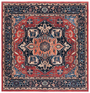 Safavieh Orlando Traditional Turkish Area Rug - Elegant Floral & Geometric Design For Timeless Home Decor Rust ,Blue 70% Felt,25% Velvet,5% Laminated Film Orl762p-4
