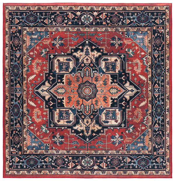Safavieh Orlando Traditional Turkish Area Rug - Elegant Floral & Geometric Design For Timeless Home Decor Rust ,Blue 70% Felt,25% Velvet,5% Laminated Film Orl762p-4