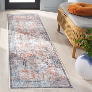Safavieh Orlando Traditional Runner Rug: Elegant Turkish Design In Warm Hues For Timeless Home Décor Orange ,Blue 70% Felt,25% Velvet,5% Laminated Film Orl764p-28