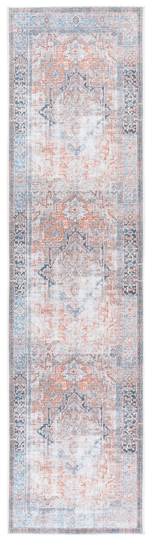 Safavieh Orlando Traditional Runner Rug: Elegant Turkish Design In Warm Hues For Timeless Home Décor Orange ,Blue 70% Felt,25% Velvet,5% Laminated Film Orl764p-28