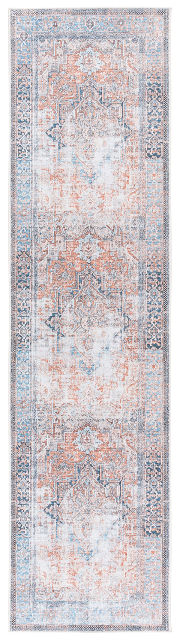 Safavieh Orlando Traditional Runner Rug: Elegant Turkish Design In Warm Hues For Timeless Home Décor Orange ,Blue 70% Felt,25% Velvet,5% Laminated Film Orl764p-28