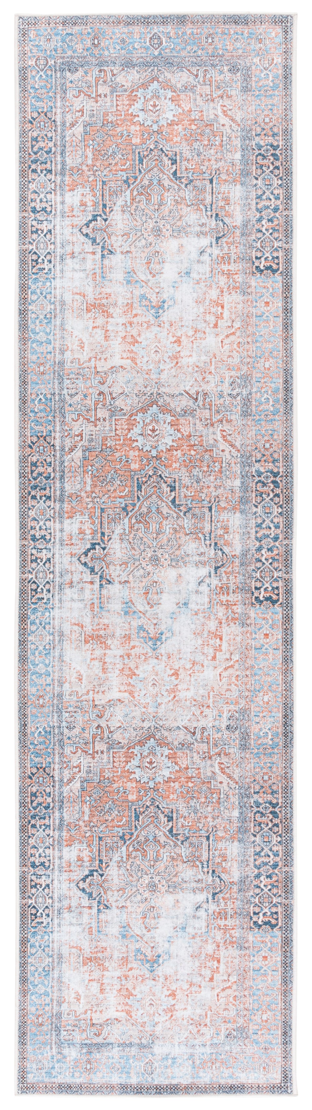 Safavieh Orlando Traditional Area Rug - Vibrant Orange & Blue Design, Durable, Washable, 4x6 Ft Elegance Orange ,Blue 70% Felt,25% Velvet,5% Laminated Film Orl764p-8