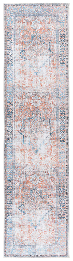 Safavieh Orlando Traditional Area Rug - Vibrant Orange & Blue Design, Durable, Washable, 4x6 Ft Elegance Orange ,Blue 70% Felt,25% Velvet,5% Laminated Film Orl764p-8