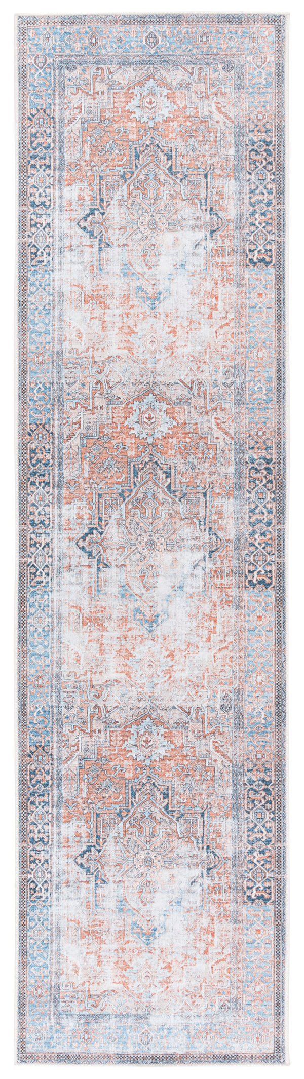 Safavieh Orlando Traditional Area Rug - Vibrant Orange & Blue Design, Durable, Washable, 4x6 Ft Elegance Orange ,Blue 70% Felt,25% Velvet,5% Laminated Film Orl764p-8