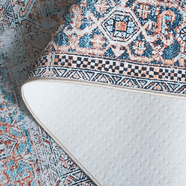 Safavieh Orlando Traditional Area Rug - Vibrant Orange & Blue Design, Durable, Washable, 4x6 Ft Elegance Orange ,Blue 70% Felt,25% Velvet,5% Laminated Film Orl764p-8