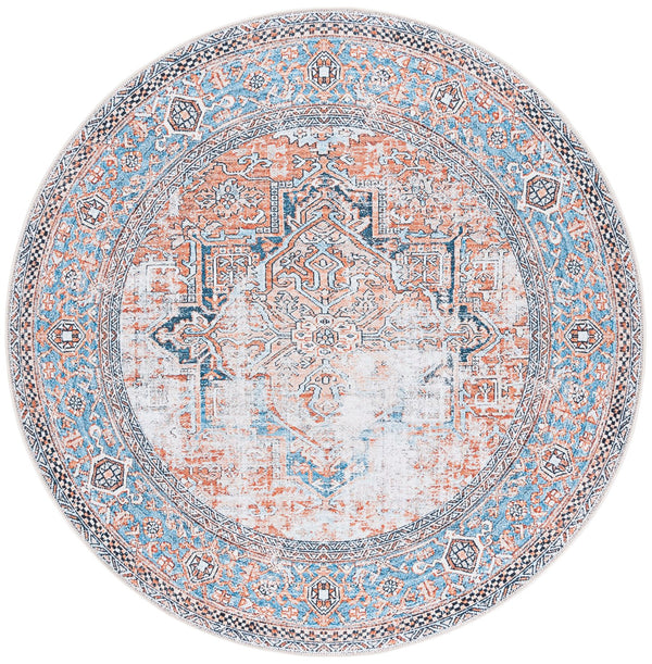 Safavieh Orlando Traditional Runner Rug: Elegant Turkish Design In Warm Hues For Timeless Home Décor Orange ,Blue 70% Felt,25% Velvet,5% Laminated Film Orl764p-7r