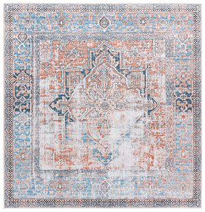 Safavieh Orlando Traditional Runner Rug: Elegant Turkish Design In Warm Hues For Timeless Home Décor Orange ,Blue 70% Felt,25% Velvet,5% Laminated Film Orl764p-7sq