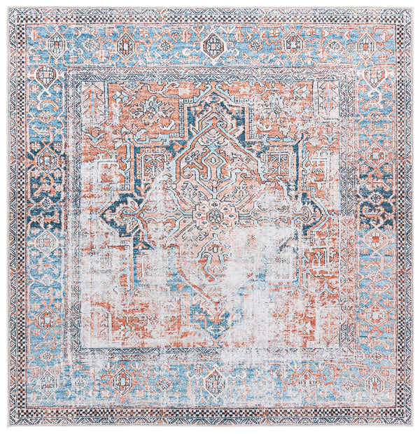 Safavieh Orlando Traditional Area Rug - Vibrant Orange & Blue Design, Durable, Washable, 4x6 Ft Elegance Orange ,Blue 70% Felt,25% Velvet,5% Laminated Film Orl764p-8