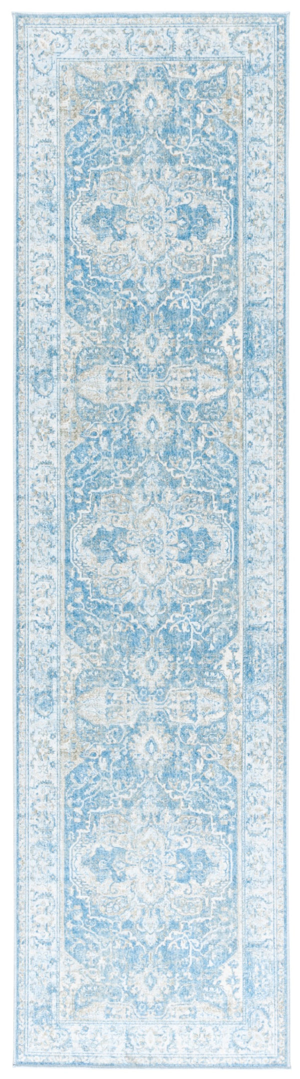 Safavieh Orlando Traditional Runner Rug – Elegant Floral Design In Timeless Colors, Perfect For Hallways Blue ,Gold 70% Felt,25% Velvet,5% Laminated Film Orl768m-28