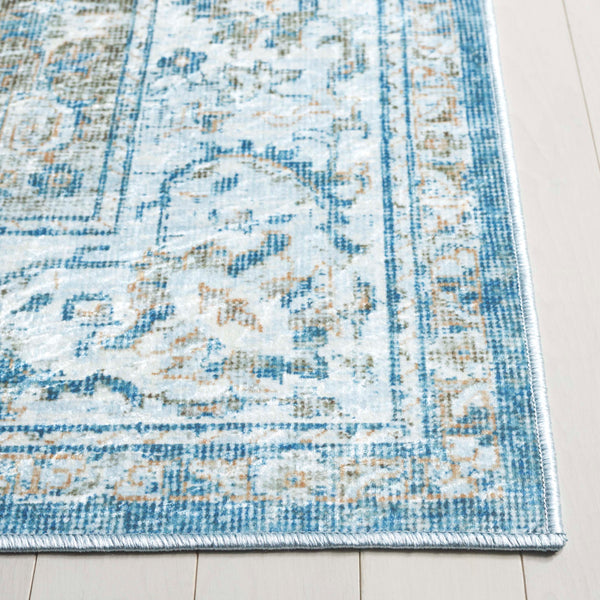 Safavieh Orlando Traditional Runner Rug – Elegant Floral Design In Timeless Colors, Perfect For Hallways Blue ,Gold 70% Felt,25% Velvet,5% Laminated Film Orl768m-5
