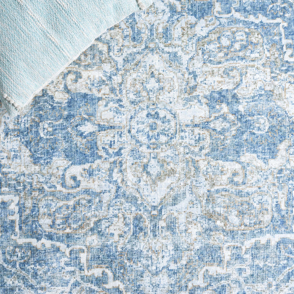 Safavieh Orlando Traditional Runner Rug – Elegant Floral Design In Timeless Colors, Perfect For Hallways Blue ,Gold 70% Felt,25% Velvet,5% Laminated Film Orl768m-5