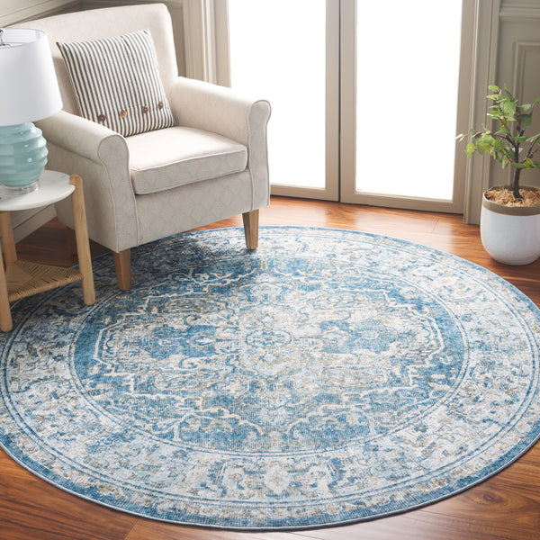 Safavieh Orlando Traditional Runner Rug – Elegant Floral Design In Timeless Colors, Perfect For Hallways Blue ,Gold 70% Felt,25% Velvet,5% Laminated Film Orl768m-7r