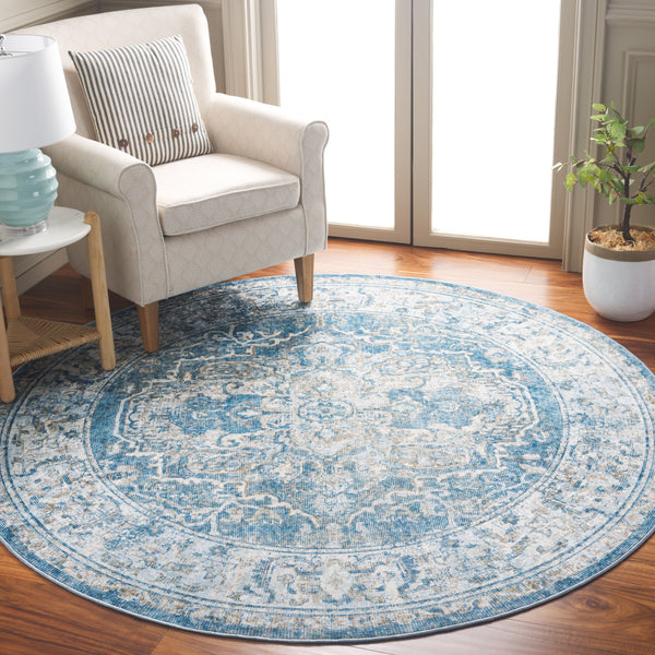 Safavieh Orlando Traditional Style Area Rug - Turkish Power-loomed Elegance In Timeless Patterns And Colors Blue ,Gold 70% Felt,25% Velvet,5% Laminated Film Orl768m-9