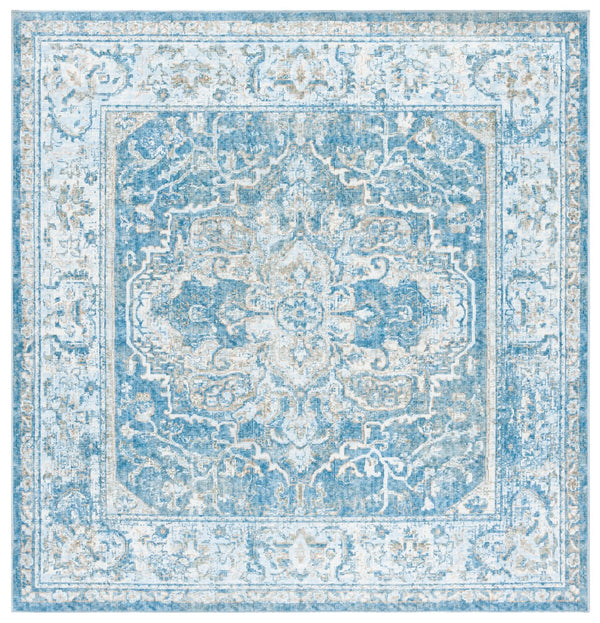 Safavieh Orlando Traditional Runner Rug – Elegant Floral Design In Timeless Colors, Perfect For Hallways Blue ,Gold 70% Felt,25% Velvet,5% Laminated Film Orl768m-7sq