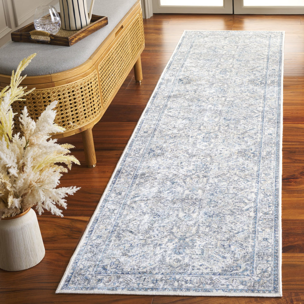 Safavieh Orlando Traditional Runner Rug - Elegant Floral Design In Plush Fabric For Timeless Home Decor Ivory ,Light Blue 70% Felt,25% Velvet,5% Laminated Film Orl770a-28