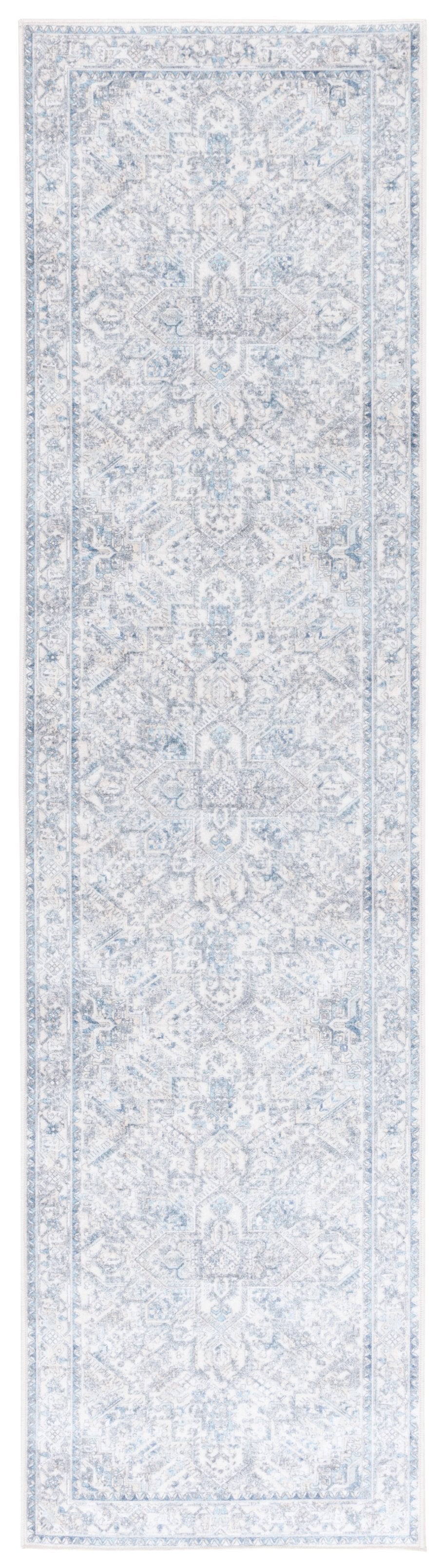 Safavieh Orlando Traditional Runner Rug - Elegant Floral Design In Plush Fabric For Timeless Home Decor Ivory ,Light Blue 70% Felt,25% Velvet,5% Laminated Film Orl770a-28