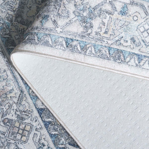 Safavieh Orlando Elegant Traditional Area Rug With Intricate Botanical Design - Durable And Washable Charm Ivory ,Light Blue 70% Felt,25% Velvet,5% Laminated Film Orl770a-8