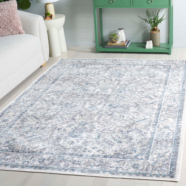 Safavieh Orlando Elegant Traditional Area Rug With Intricate Botanical Design - Durable And Washable Charm Ivory ,Light Blue 70% Felt,25% Velvet,5% Laminated Film Orl770a-8