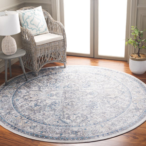 Safavieh Orlando Elegant Traditional Area Rug With Intricate Botanical Design - Durable And Washable Charm Ivory ,Light Blue 70% Felt,25% Velvet,5% Laminated Film Orl770a-8