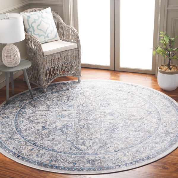Safavieh Orlando Elegant Traditional Area Rug With Intricate Botanical Design - Durable And Washable Charm Ivory ,Light Blue 70% Felt,25% Velvet,5% Laminated Film Orl770a-8