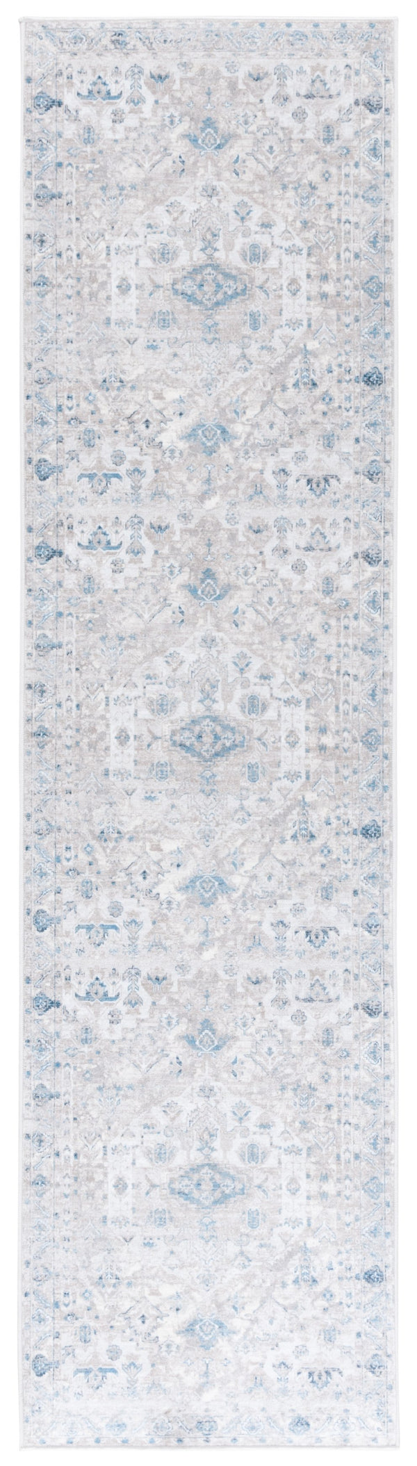 Safavieh Orlando Elegant Hallway Runner Rug - Traditional Oriental Design For Sophisticated Spaces Grey ,Blue 70% Felt,25% Velvet,5% Laminated Film Orl772f-28